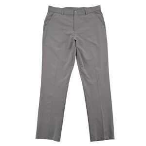Pudolla Mens Golf Pants Grey Performance Slacks 34x32 Flat Front Polyester Comfy